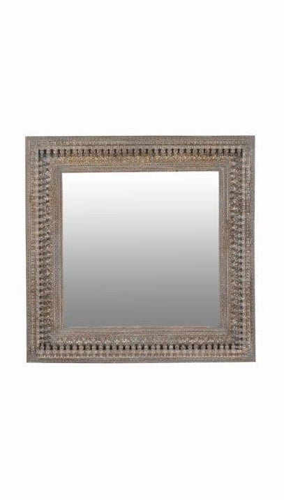 Kali Grey Square Carved Mirror