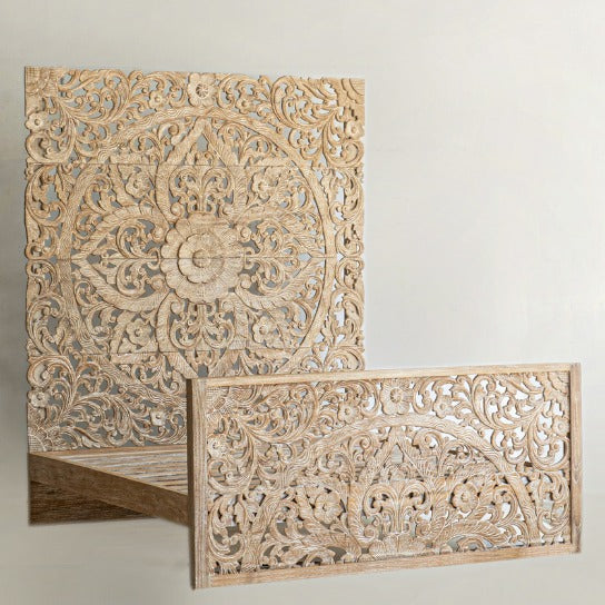 Heritage Blossom Carved Bed – By Craftcurve