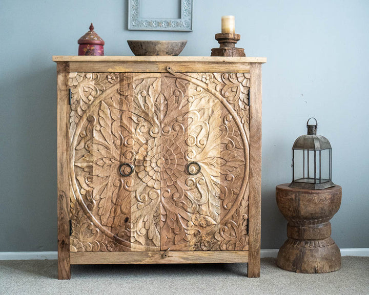 Charming Carved Wood Sideboard Cabinet 2