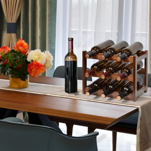 Vyana Wooden Wine Rack – 3 Tier, 9 Bottles