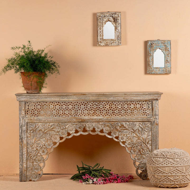 Flower Carve Handcrafted Console