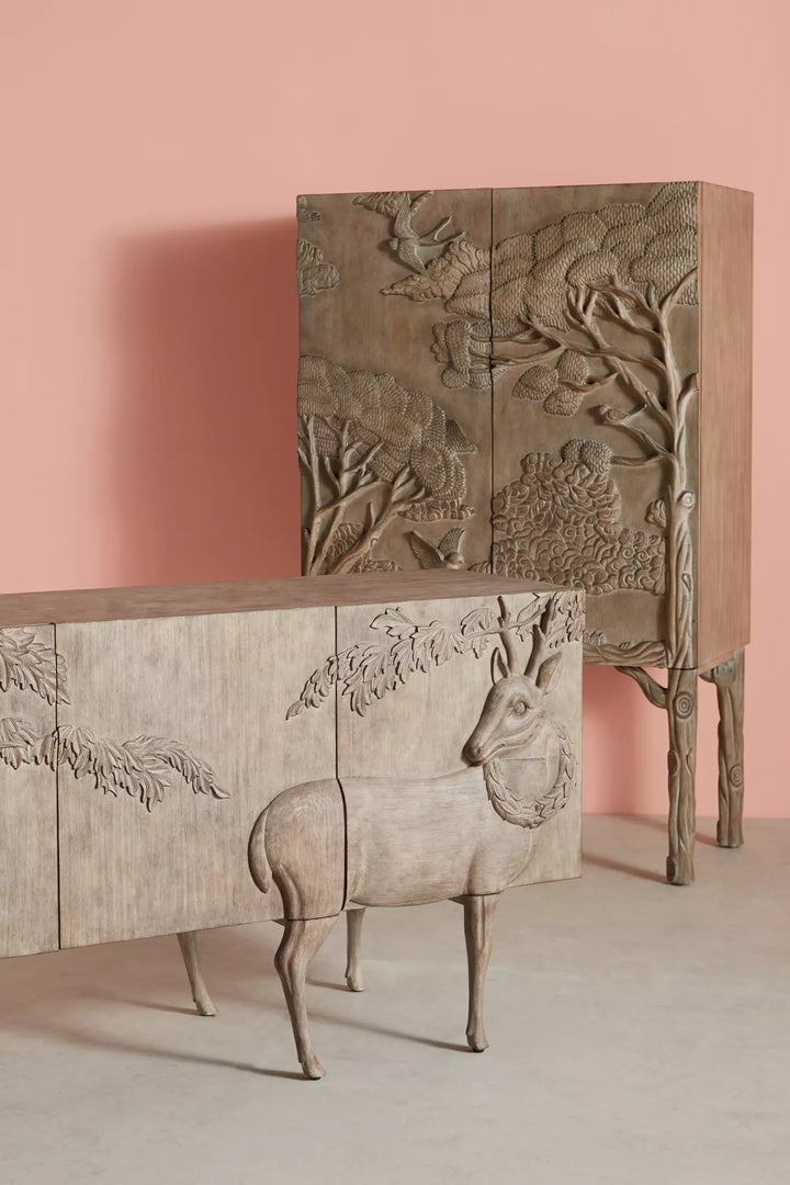 Land & Sky Mother of Pearl Inlay Bar Cabinet