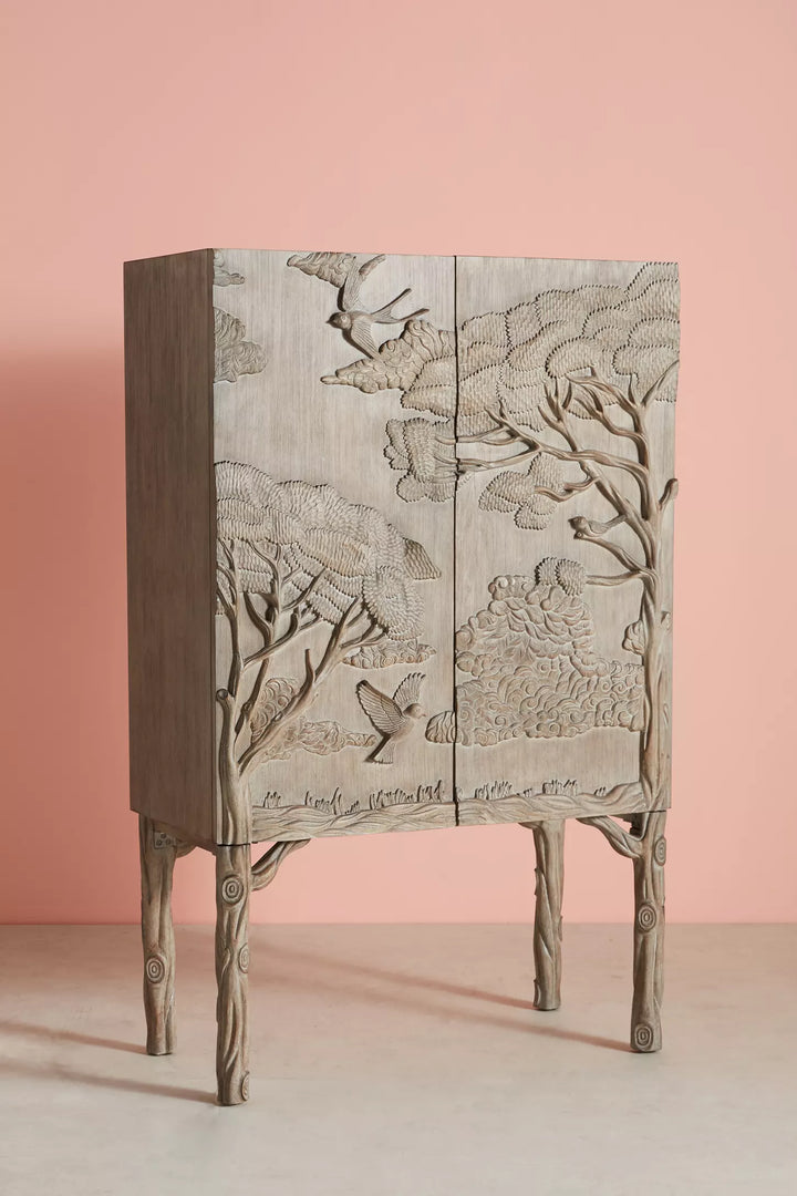 Land & Sky Mother of Pearl Inlay Bar Cabinet