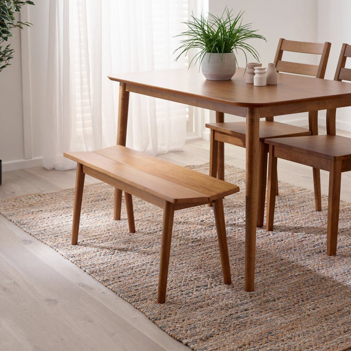Aranya Dining Small Wooden Dining Table with 2 Chairs & Bench