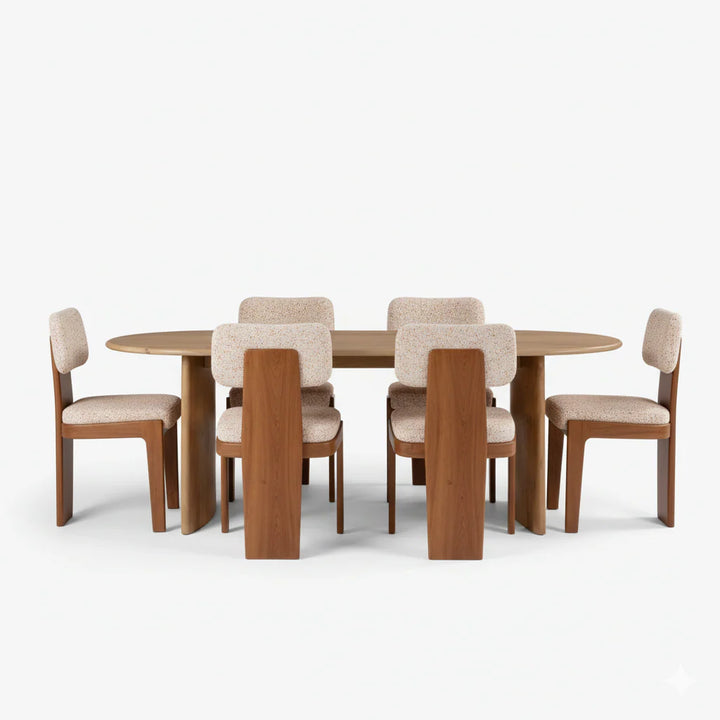 Evara 6-Seater Dining Set | Solid Acacia Wood Dining Table & Chairs