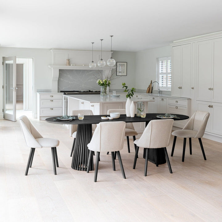 Avira Black Dining Table with Elira Chairs Set