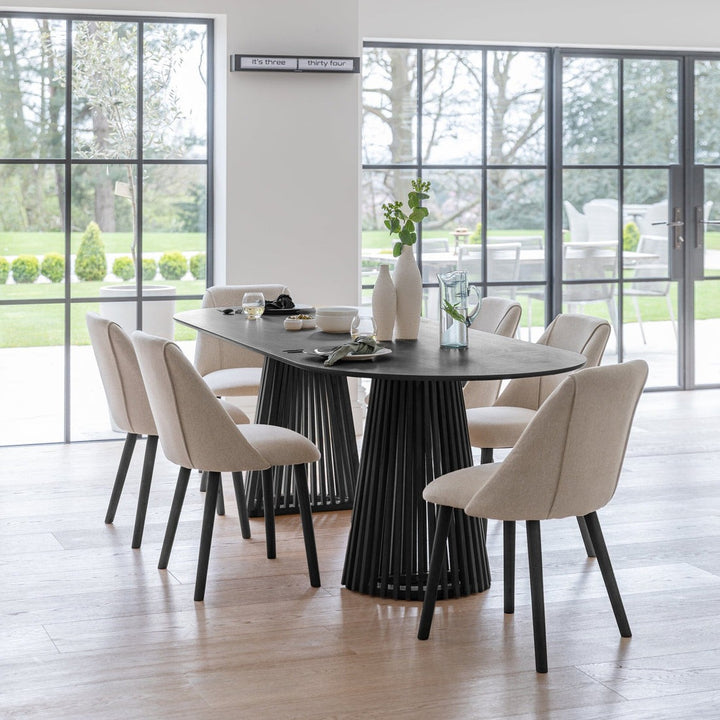 Avira Black Dining Table with Elira Chairs Set