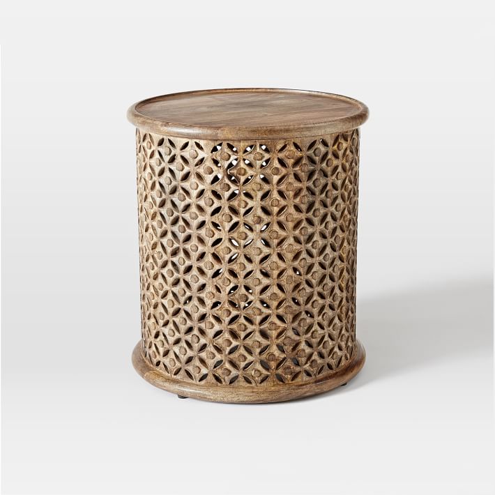 Sculptural Elegance: Artisan Mango Wood Bedside Piece