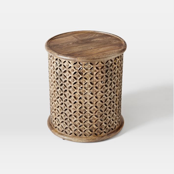 Sculptural Elegance: Artisan Mango Wood Bedside Piece