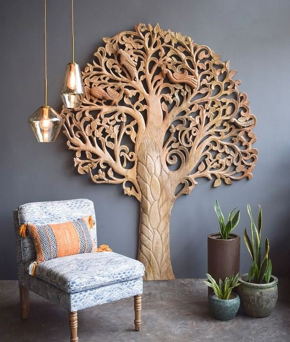 Handcrafted Wooden Tree Wall Panel
