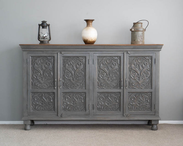 Hand Carved Grey Large Side Board