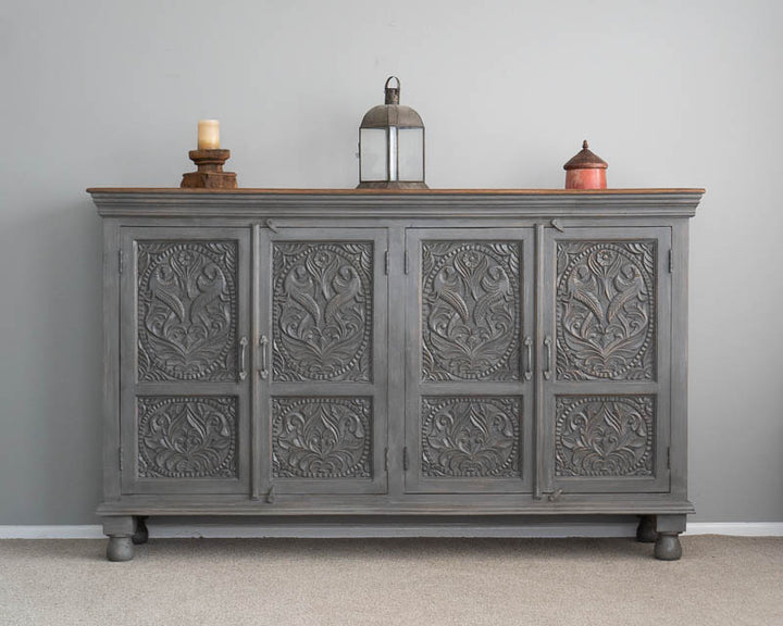 Hand Carved Grey Large Side Board